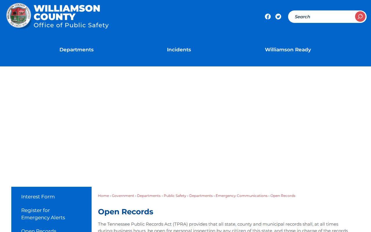 Williamson County warrant records access under the Tennessee Public Records Act