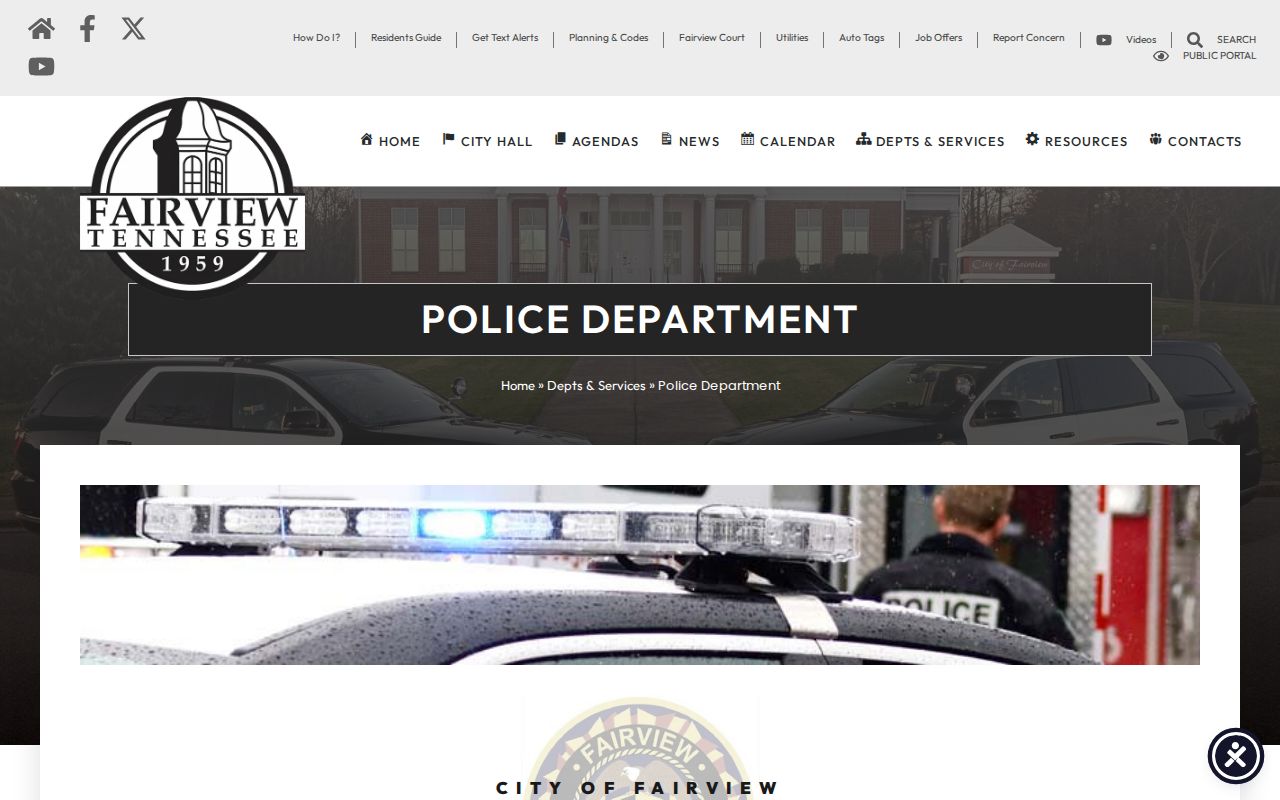 Fairview Police Department public information page