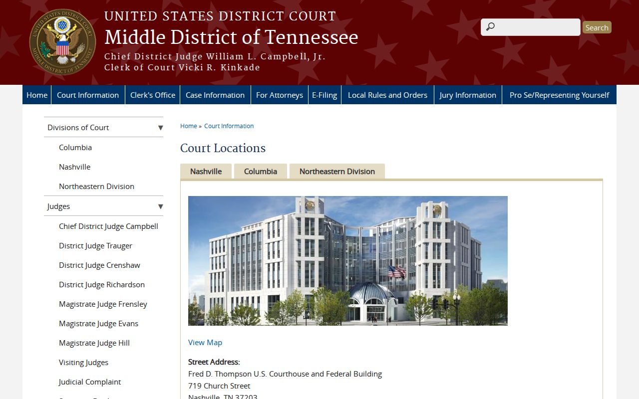 Williamson County arrest warrant reference to the Nashville federal courthouse